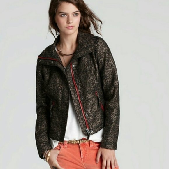 Free People Jackets & Blazers - We The Free People Leopard Pop Moto Jacket